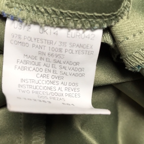 Leslie Fay stylish green and blue button-up jacket w/detailed skirts size 12 - Picture 8 of 8